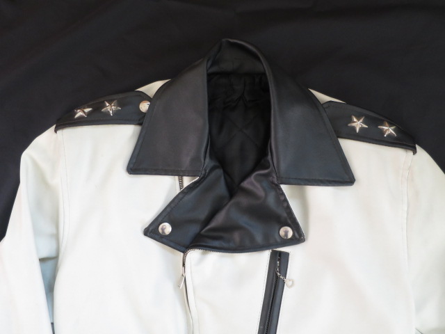 50'S WhiteXBlack 2Toneビニールライダースジャケット WICKED