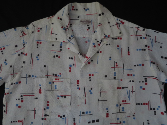 50s PENNEY'S TOPFLIGHT シアサッカー オープンカラーシャツ 50's PENNEY'S TOPFLIGHT ペニーズ トップフライト シアサッカー
